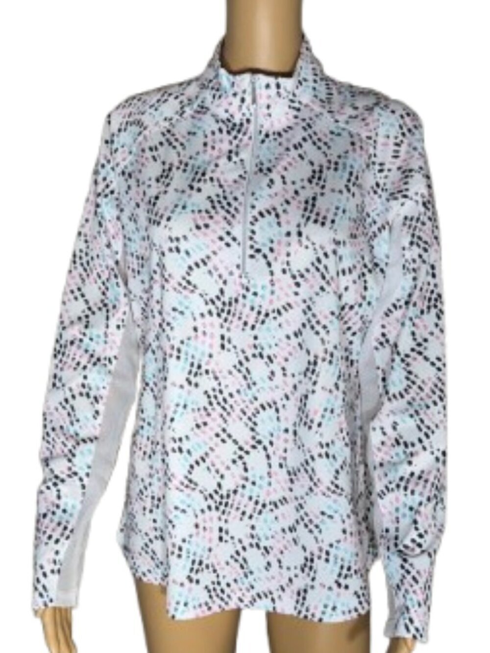 Pebble Beach Dry Luxe Performance Quarter-Zip White Speckled Pullover Size L